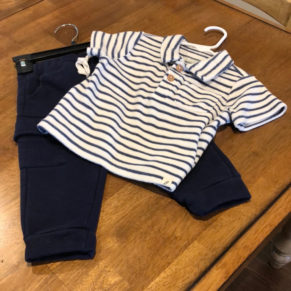 Striped Blue and White Kids Polo Shirt